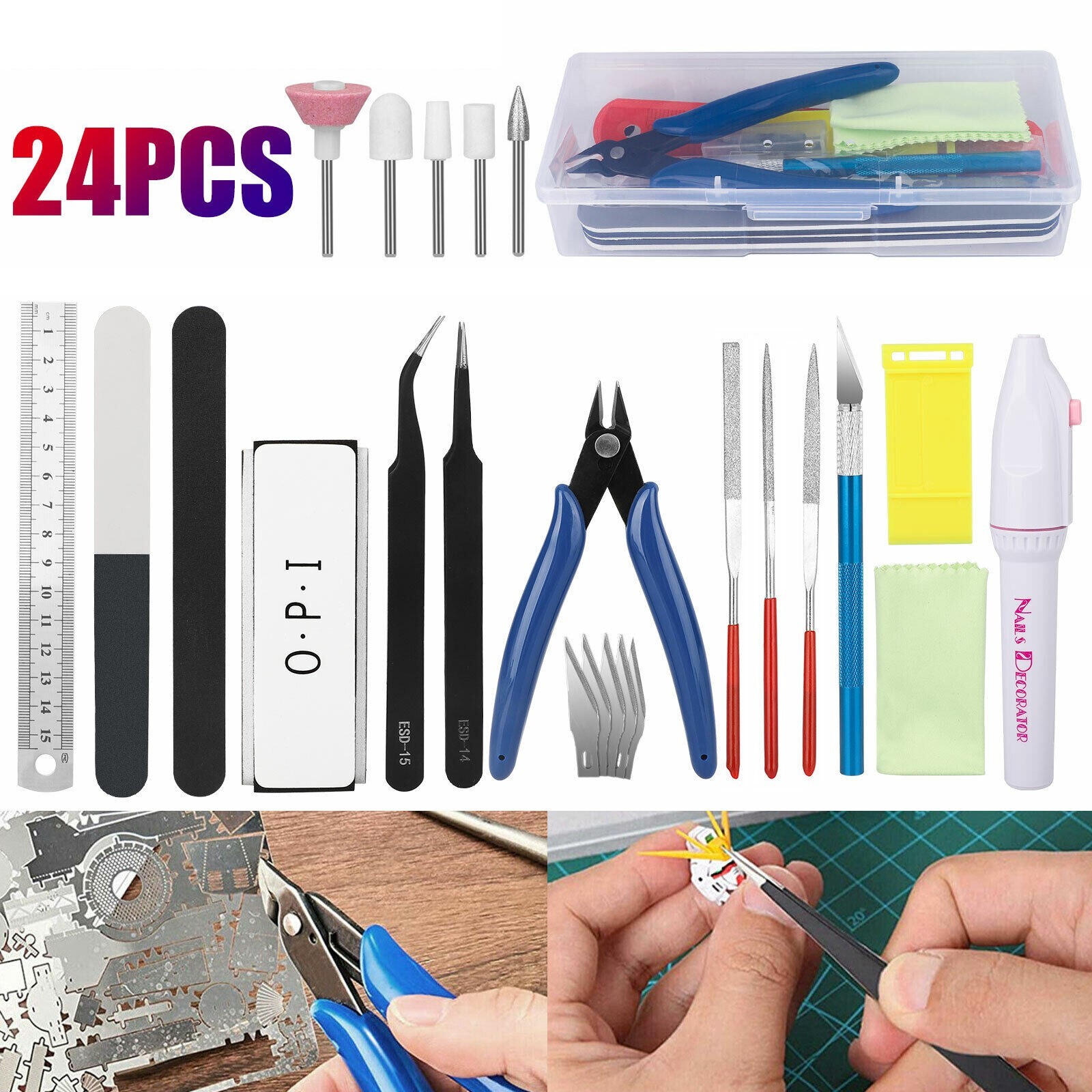 24PCS Gundam Modeler Basic Tool Set Craft Kit Car Model Hobby Building Repairing