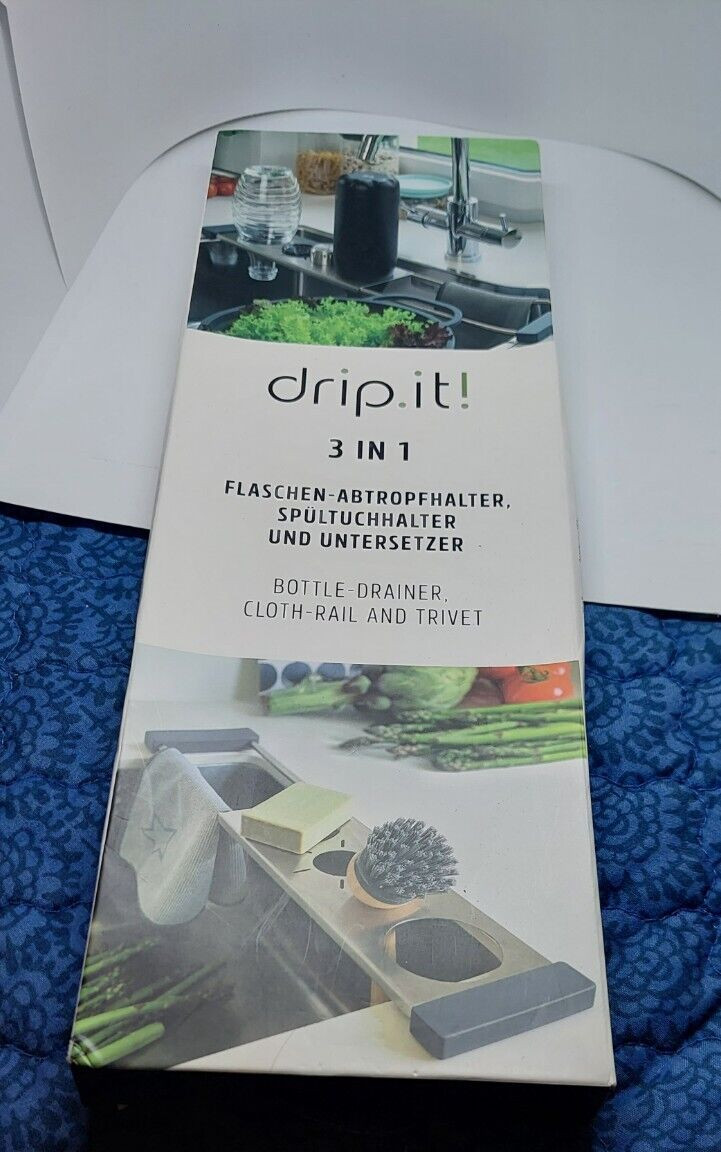 BrainStream Sanni Shoo Drip.it Stainless Sink Bottle Drainer Cloth Rail & Trivet