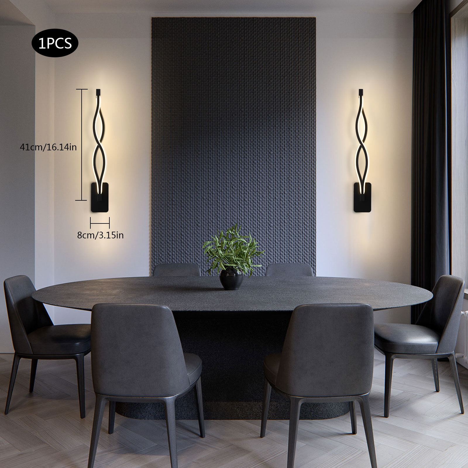 Modern 16W LED Wall-mounted Light Lamp Dimmable Black+Clear Wall Sconce Lighting