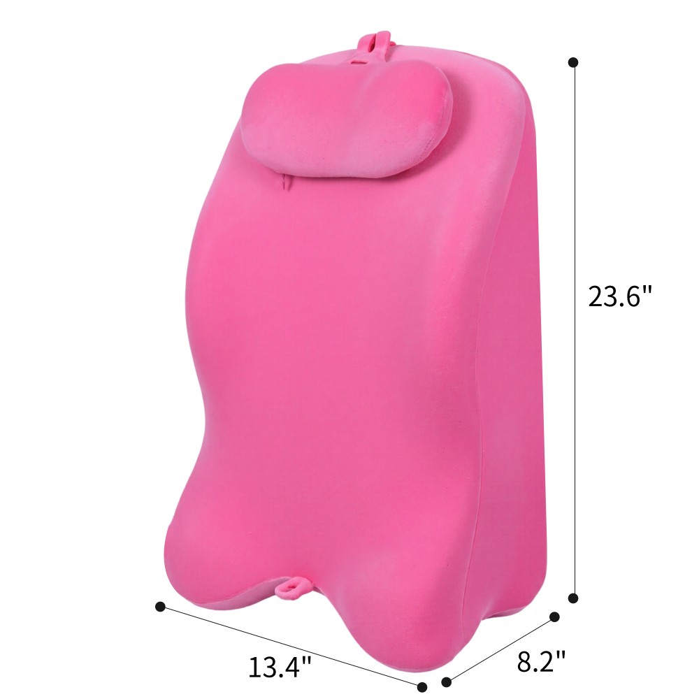 Multi-Functional Bed Pillow with Ergonomic Spinal Posture Support,Pink