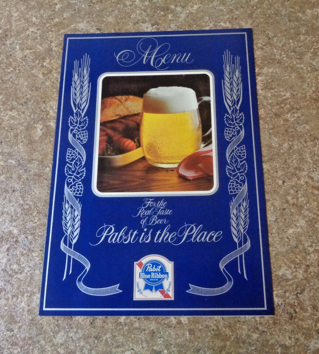 Pabst Blue Ribbon Beer Menu Cover