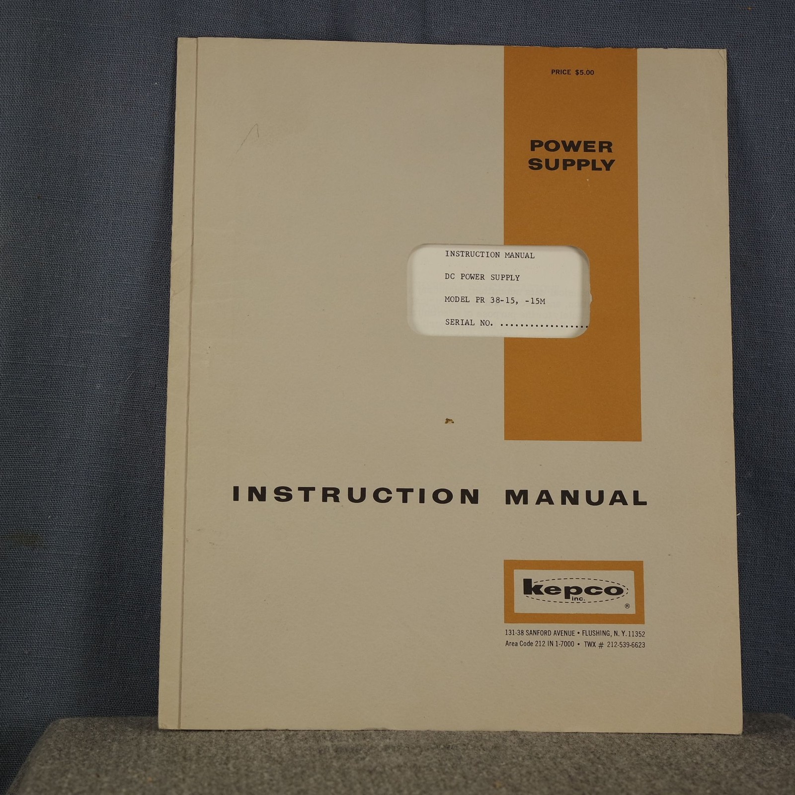 KEPCO Regulated DC Supply PR 38-15 (M) Instruction Manual & Service Information