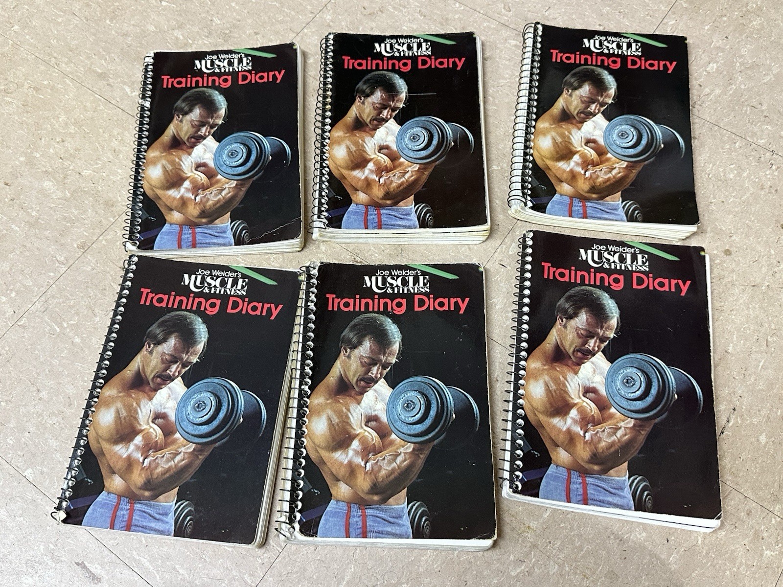 Vintage Lot Of 6 JOE WEIDER'S MUSCLE AND FITNESS TRAINING DIARIES-USED