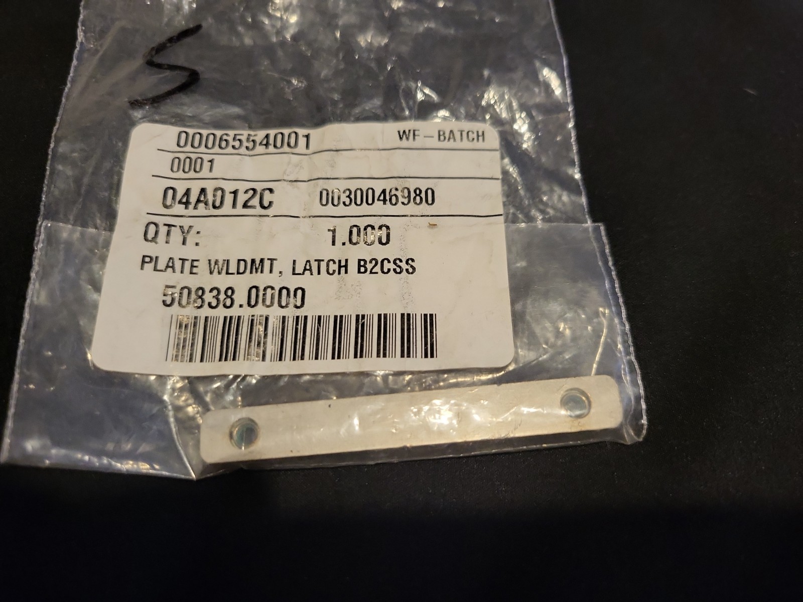 BUNN Plate WLDMT, Latch B2CSS New Genuine OEM part 50838.0000
