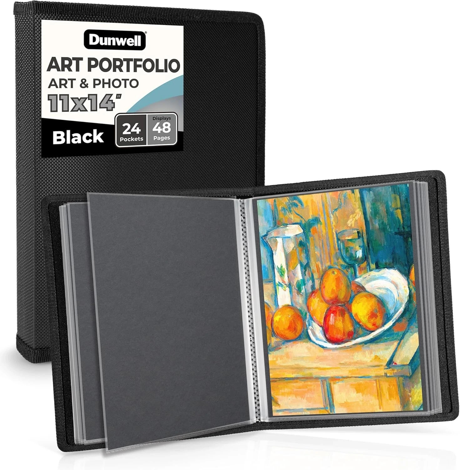 11x14 Art Portfolio Binder with Mounting Paper (Black), Large Portfolio Folder f
