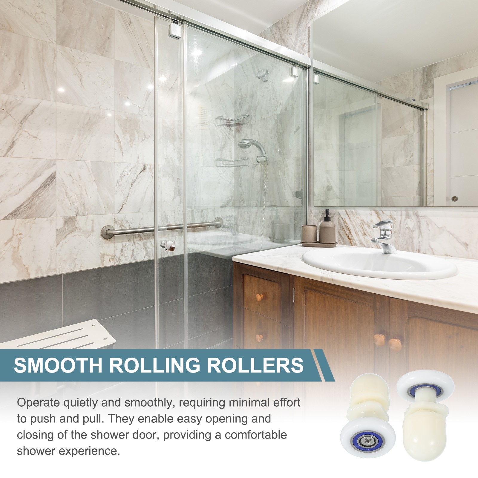 8 Pcs 27mm Shower Door Rollers Wheels Replacement White