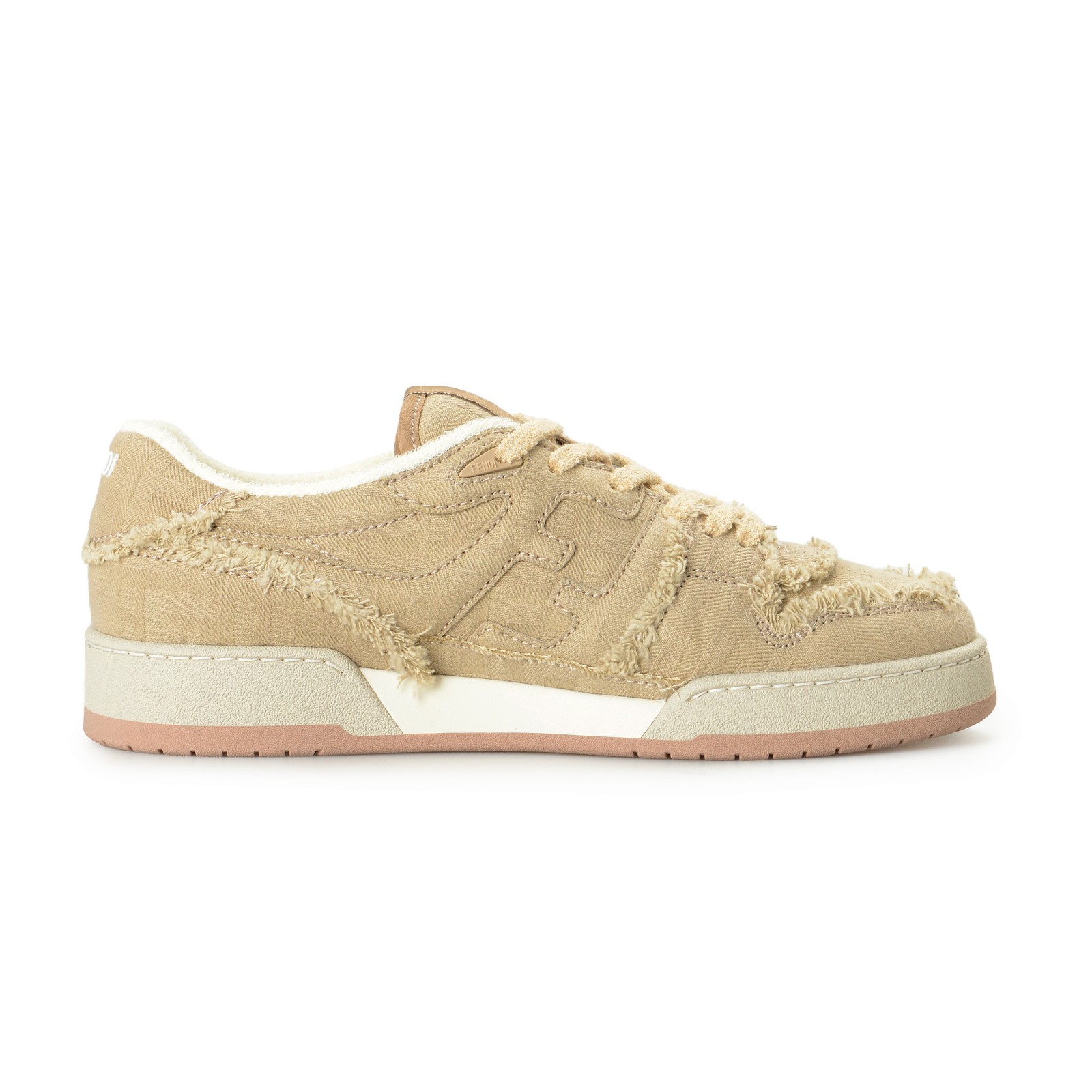 Fendi Men's "7E1495 AN8L F1LQI" Beige Canvas Leather Fashion Sneakers Shoes