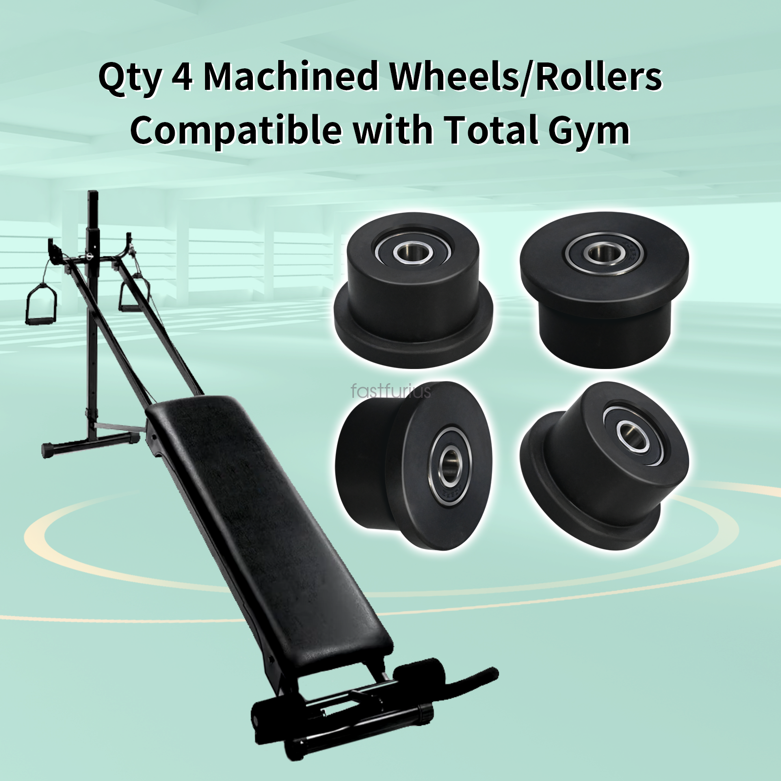 Set of 4 Wheels/rollers for Total gym models Ultima Ultra XLi 1000 1700 1800