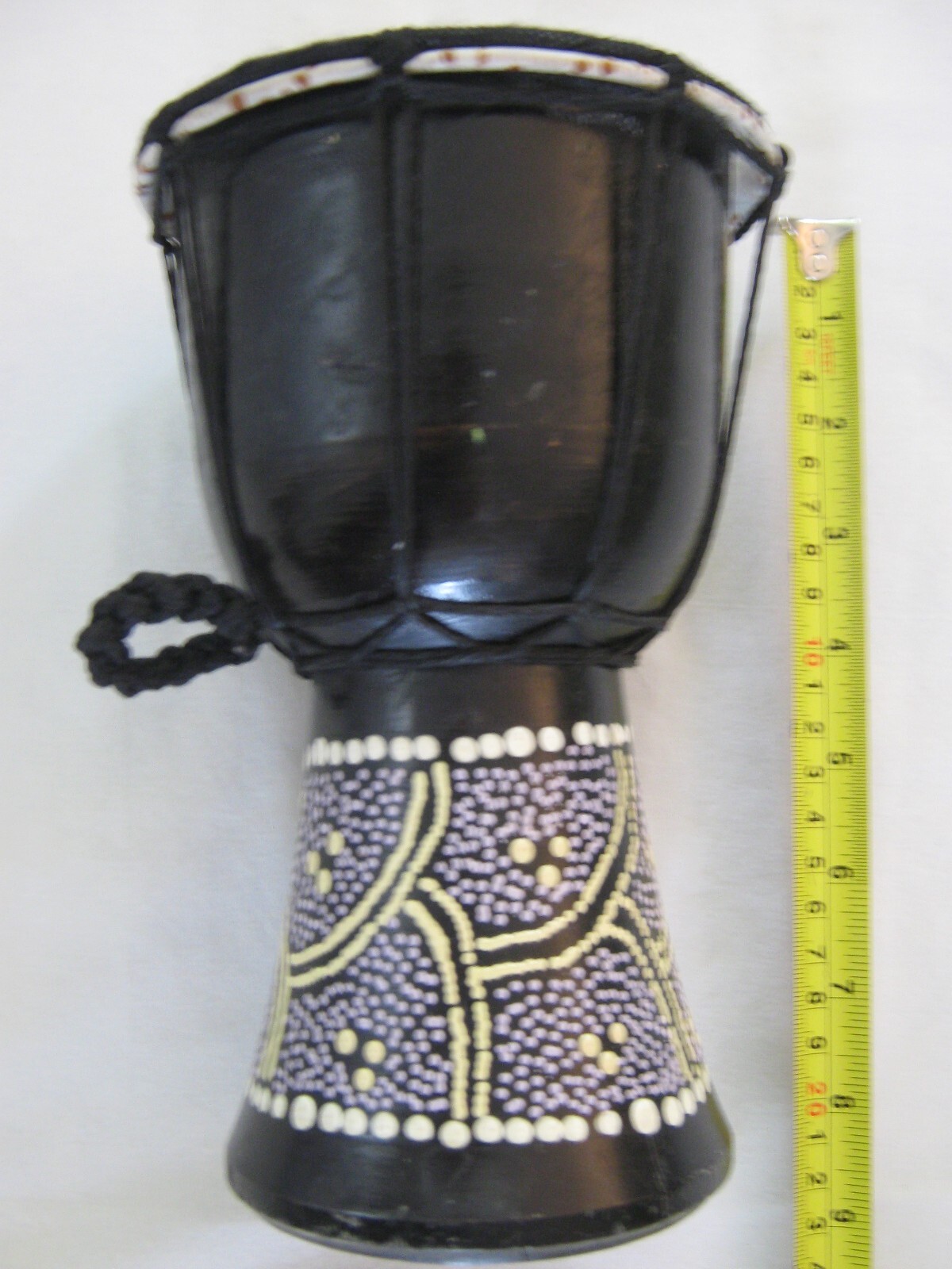 Vintage  Djembe Hand Drum 5" head, 8" tall, hand made pre-owned
