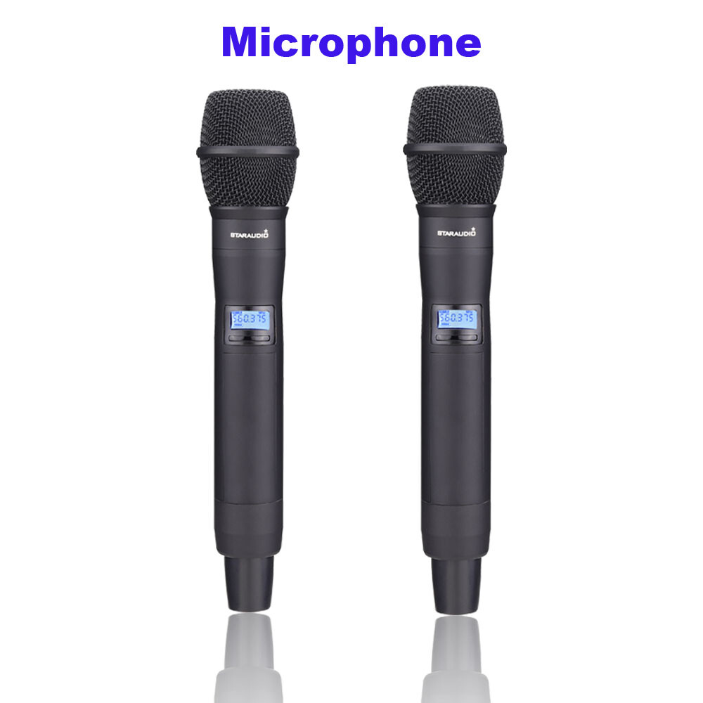 2 Channel Handheld Microphone Dynamic Wireless UHF Microphones System Metal Mic