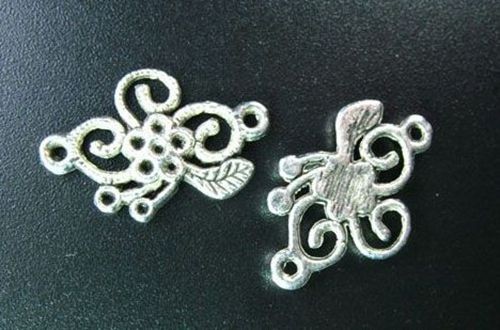 120pcs Tibetan Silver Flower Spiral Links 24mm R54