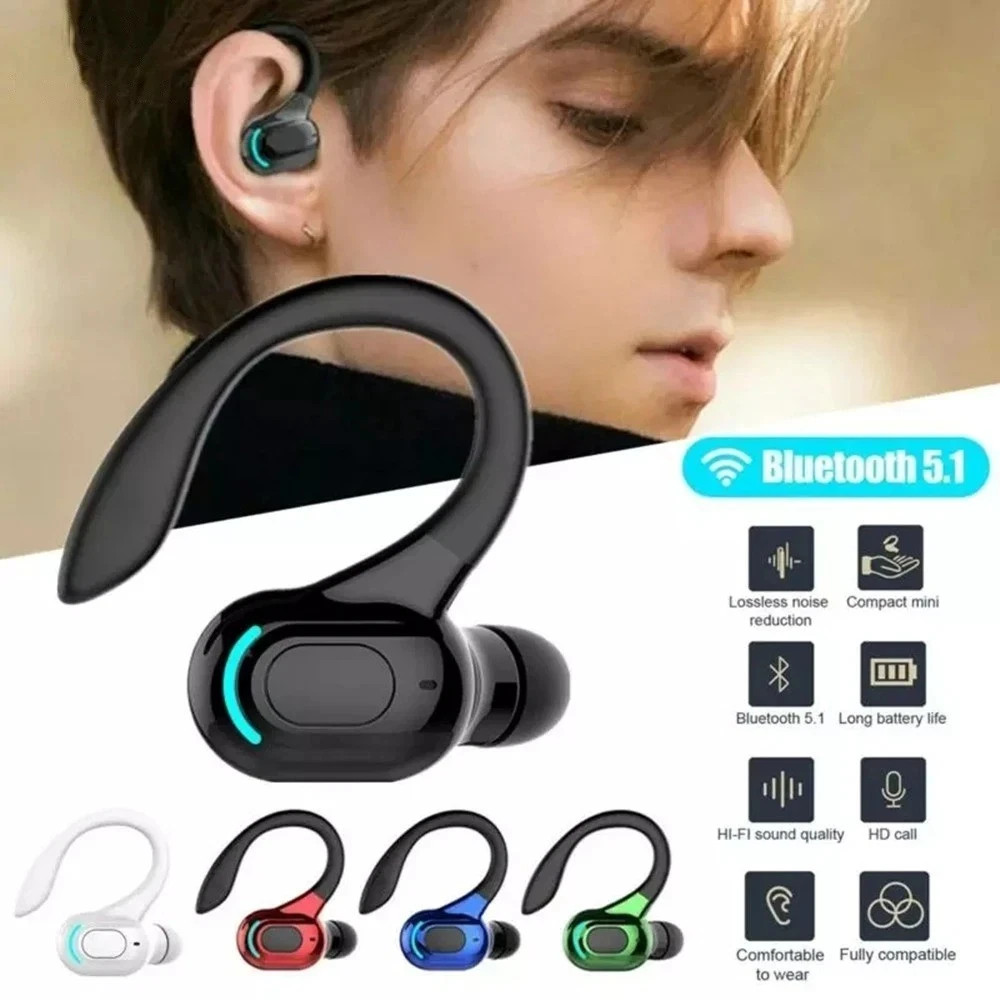 New Bluetooth 5.1 Headset Wireless Earbuds Earphones Stereo Headphones Ear Hook