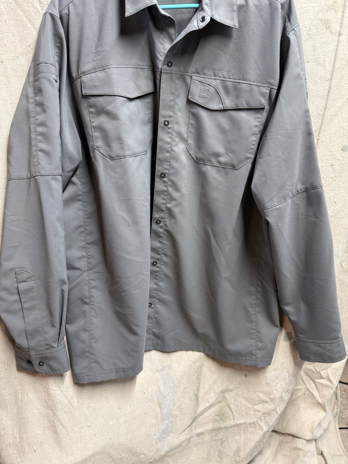 5.11 Tactical Men's Solid Gray Long Sleeve Button-Up Shirt, Size L