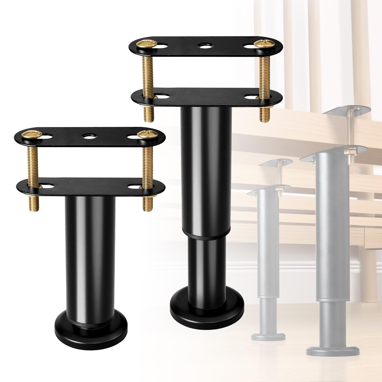 Adjustable Height Bed Frame Center Support Legs Replacement with Wider Base,B...