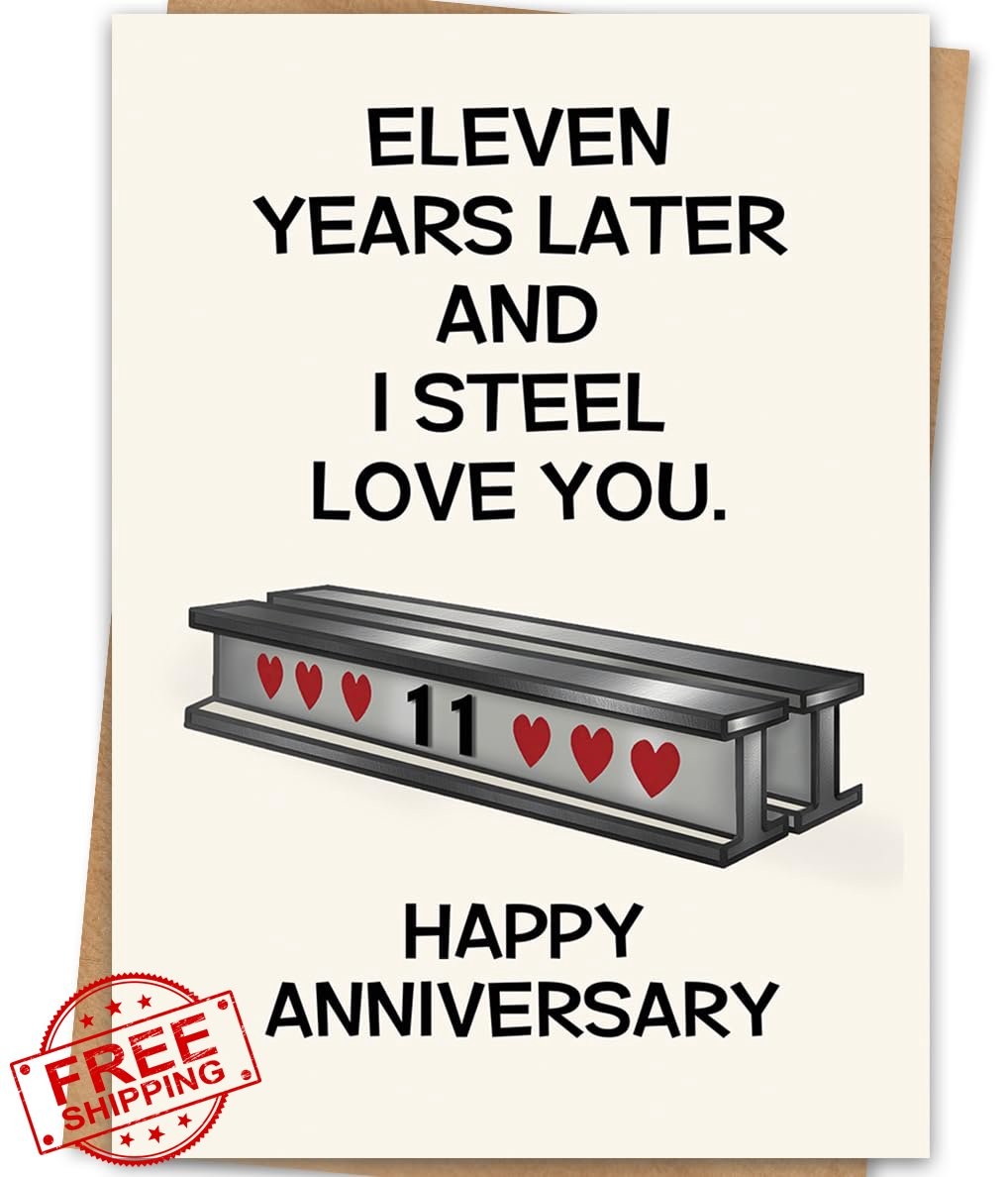 LiuuLi 11th Anniversary Card Husband Wife Steel Pun Wedding Gift