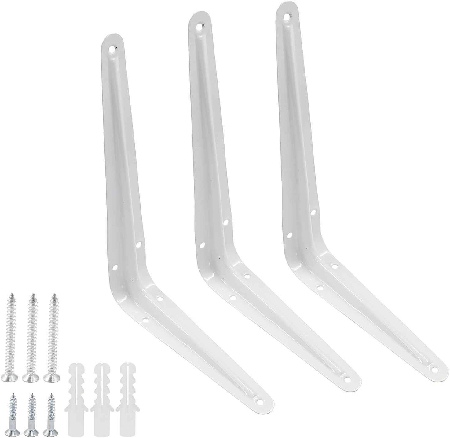12 Pack White Shelf Brackets 8 Inch Heavy Duty L Bracket Right Angle Bracket ...