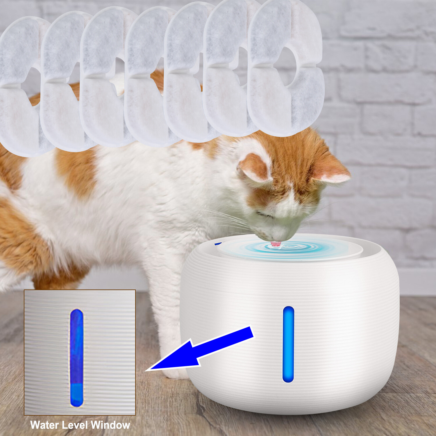 84oz Automatic Cat Fountain Dog Water Dispenser w/ LED Light Water Level Window