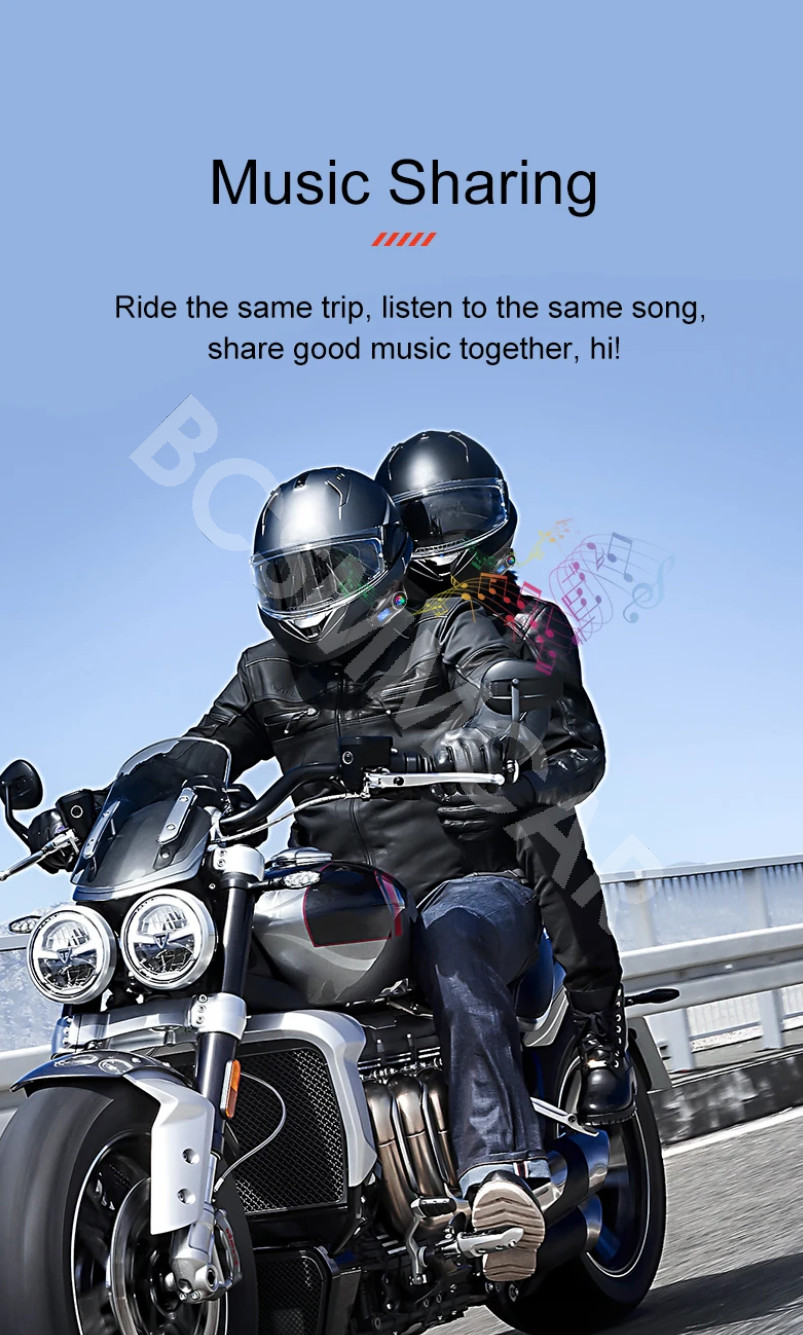 Motorcycle Intercom Helmet Bluetooth Headset Earphone Waterproof For Android/iOS