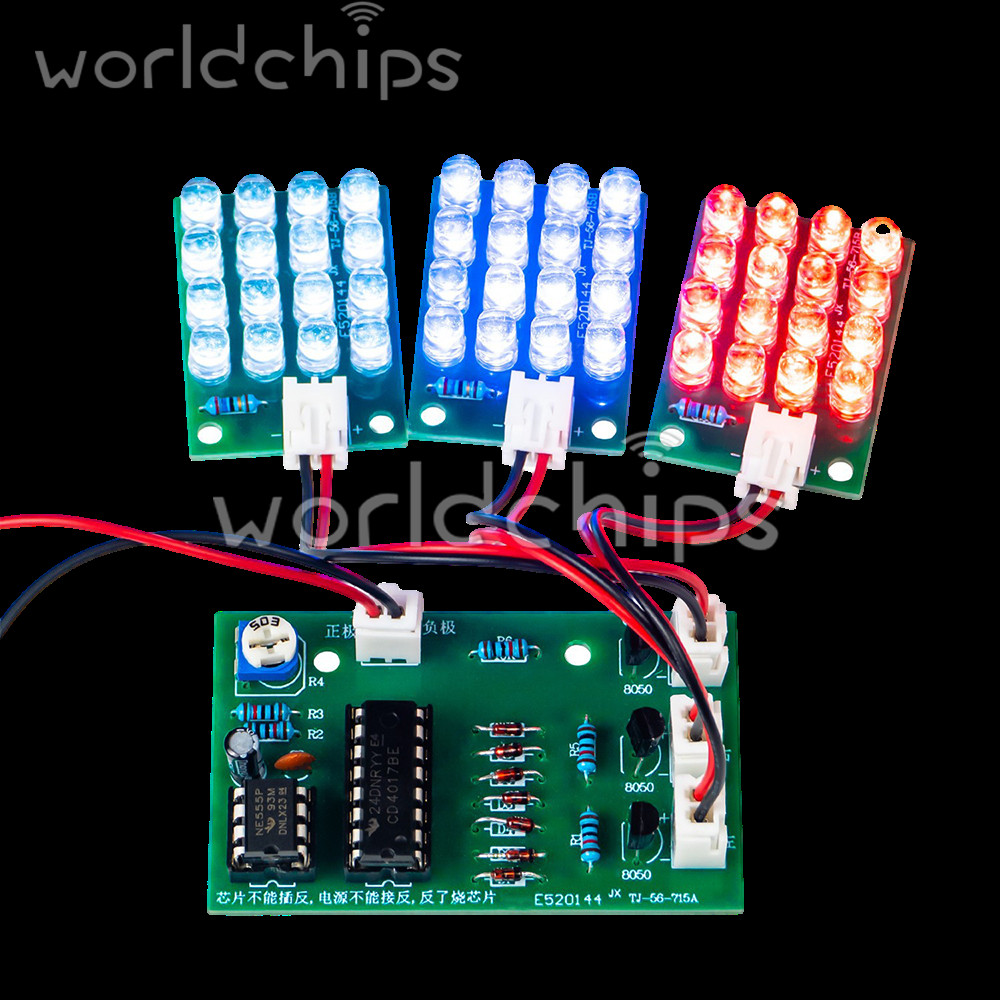 CD4017 + NE555 Flash Light DIY LED Electronic Kit Soldering Learning Project