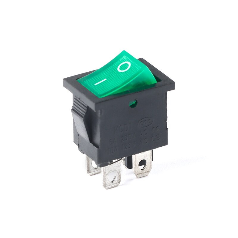 10pcs Ship type switch/ Small Rocker Switch KCD1-104N 4 pin with light 6A 250V
