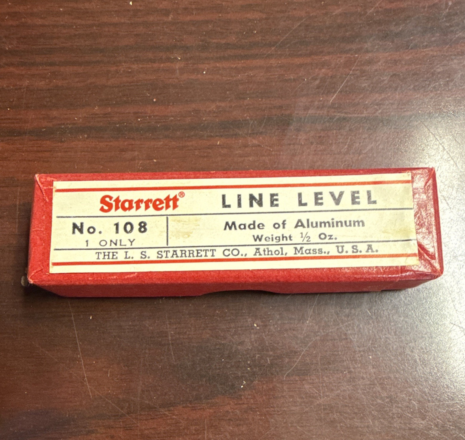 Starrett No. 108 Aluminum Line Level Silver 1/2 oz