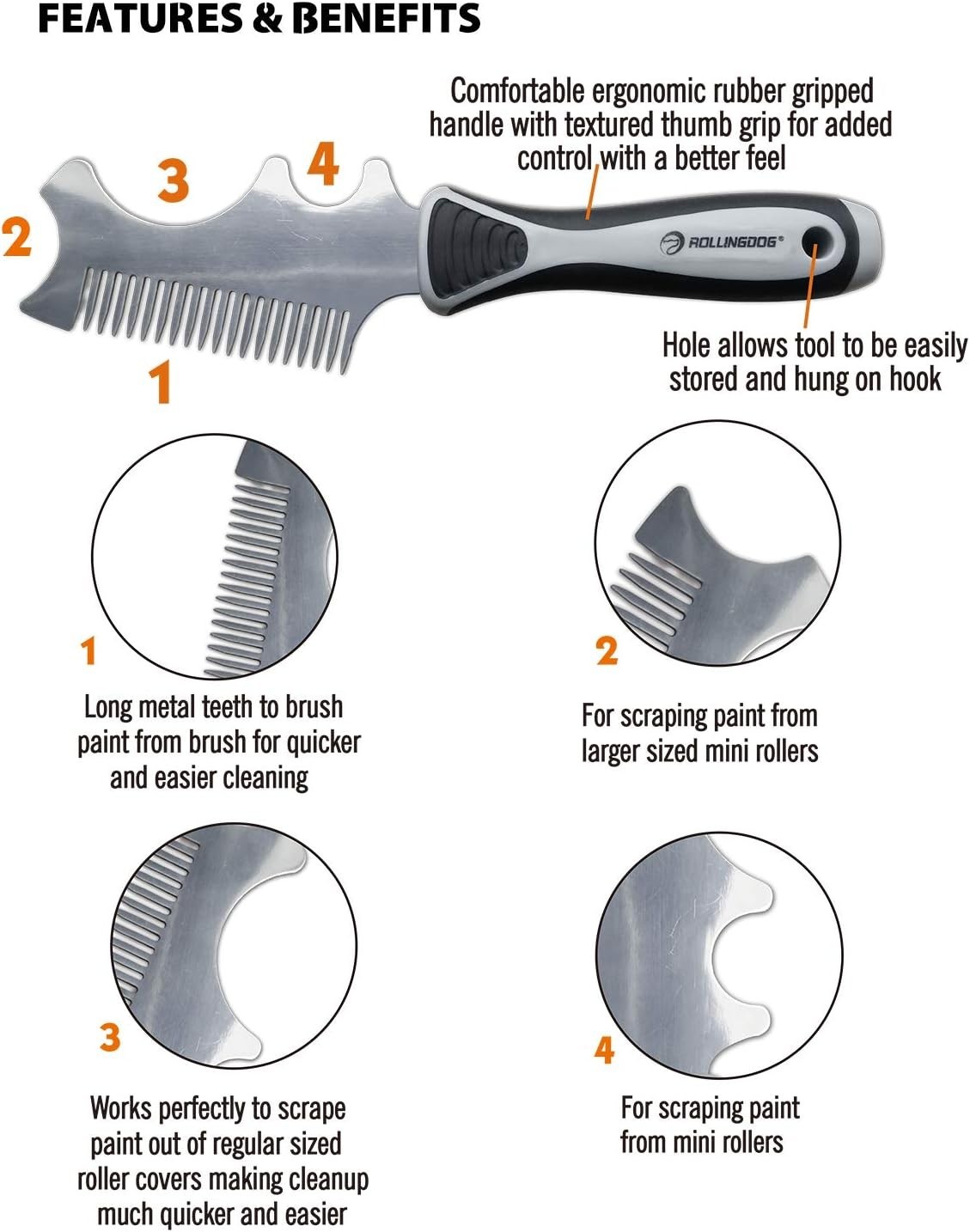 4 in 1 Paint Brush Comb - Paint Brush&Roller Cleaner Tool
