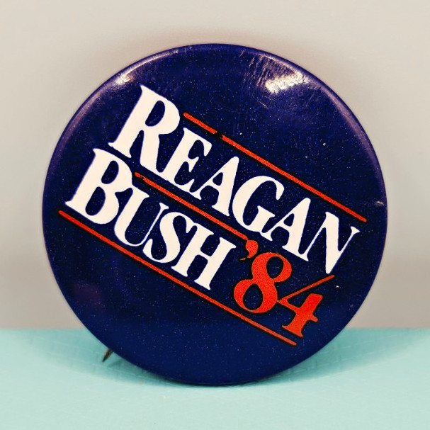 Reagan Bush ’84 Campaign Pinback Button - Blue - Campaigns, Elections & Politics