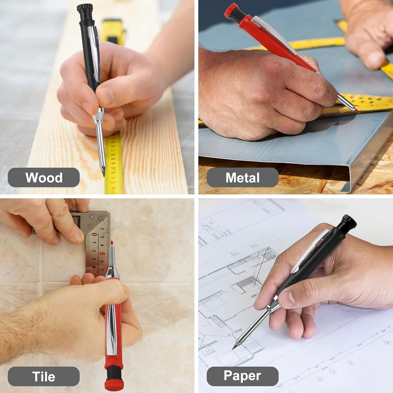 2PCS Carpenter Pencils with Sharpener Heavy Duty Woodworking Tools Mechanical...