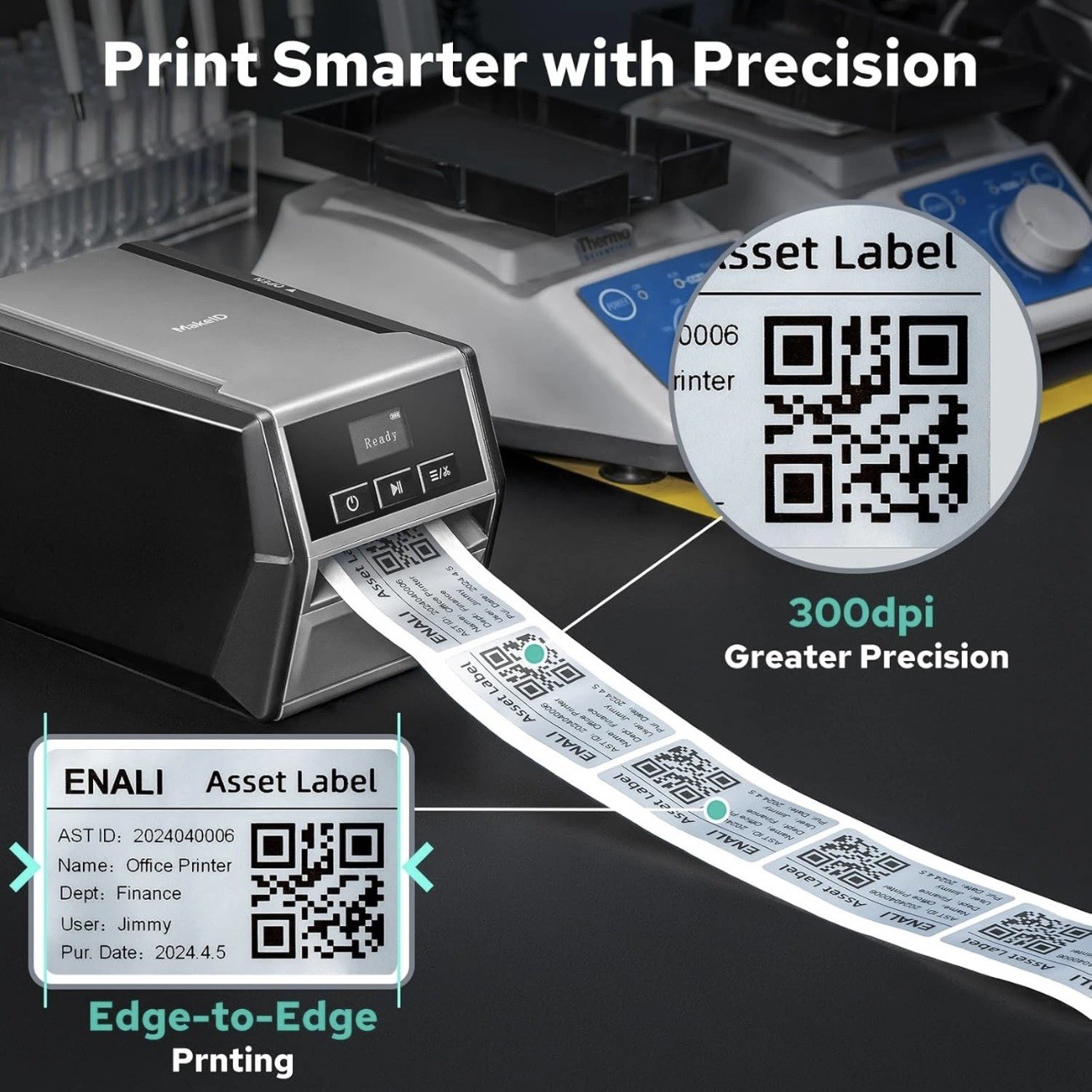 Makeid D50 Industrial Label Printer, Desktop Label Maker 2" Print Head, Mobil