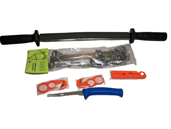 ProSafe 12" Two Handed Flesh Knife 6 Piece Fur Handling Kit Skinning Fleshing