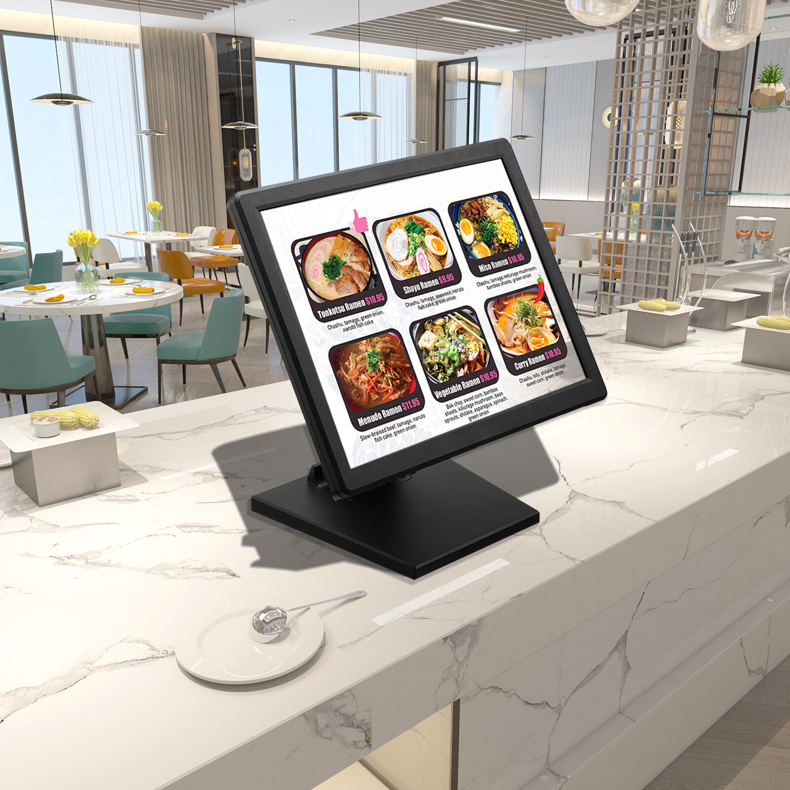 15" Touch Screen LCD Display Monitor, Touch Screen Cash Register with POS Stand
