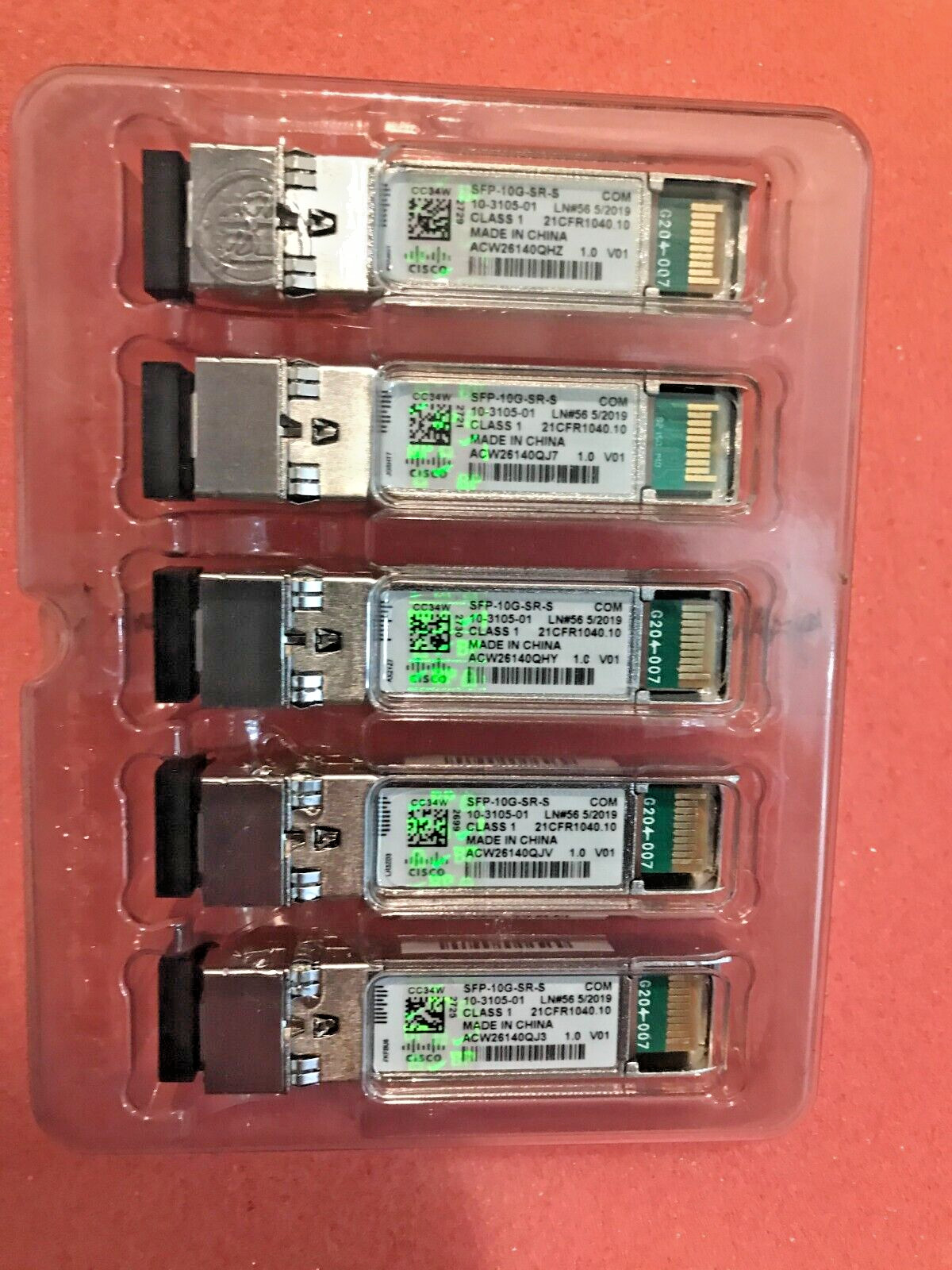 1pc of Cisco SFP-10G-SR-S 10GBASE-SR SFP+ Module W/Hologram New In Clam