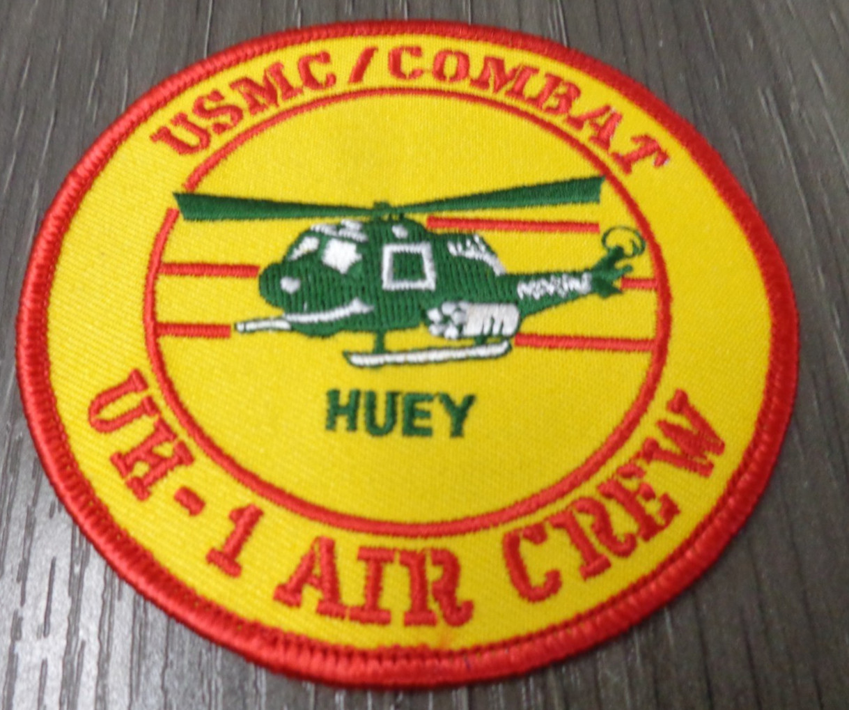 3.5" MARINE CORPS UH-1 AIR CREW HUEY COMBAT HELICOPTER ROUND EMBROIDERED PATCH