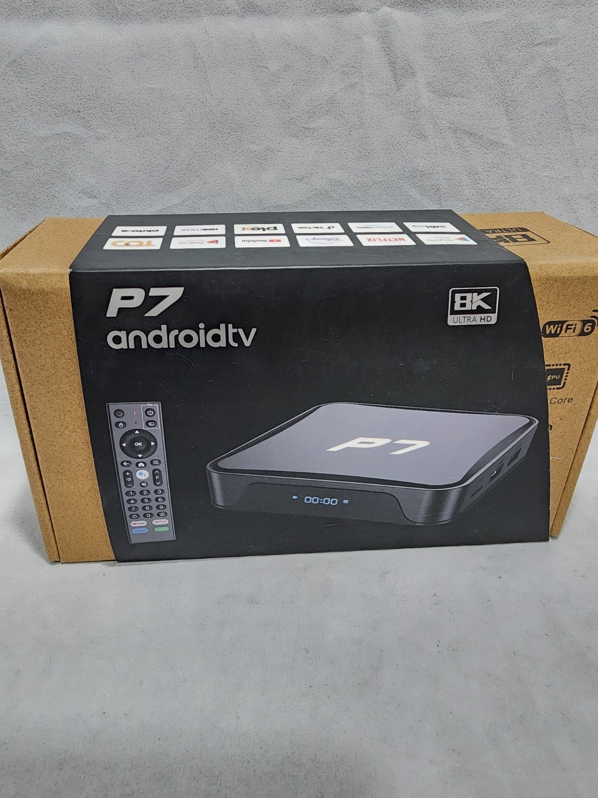 androidtv P7 8K Ultra HD HDR Quad Core Android TV Box Wi-Fi BT 16GB Black HDMI