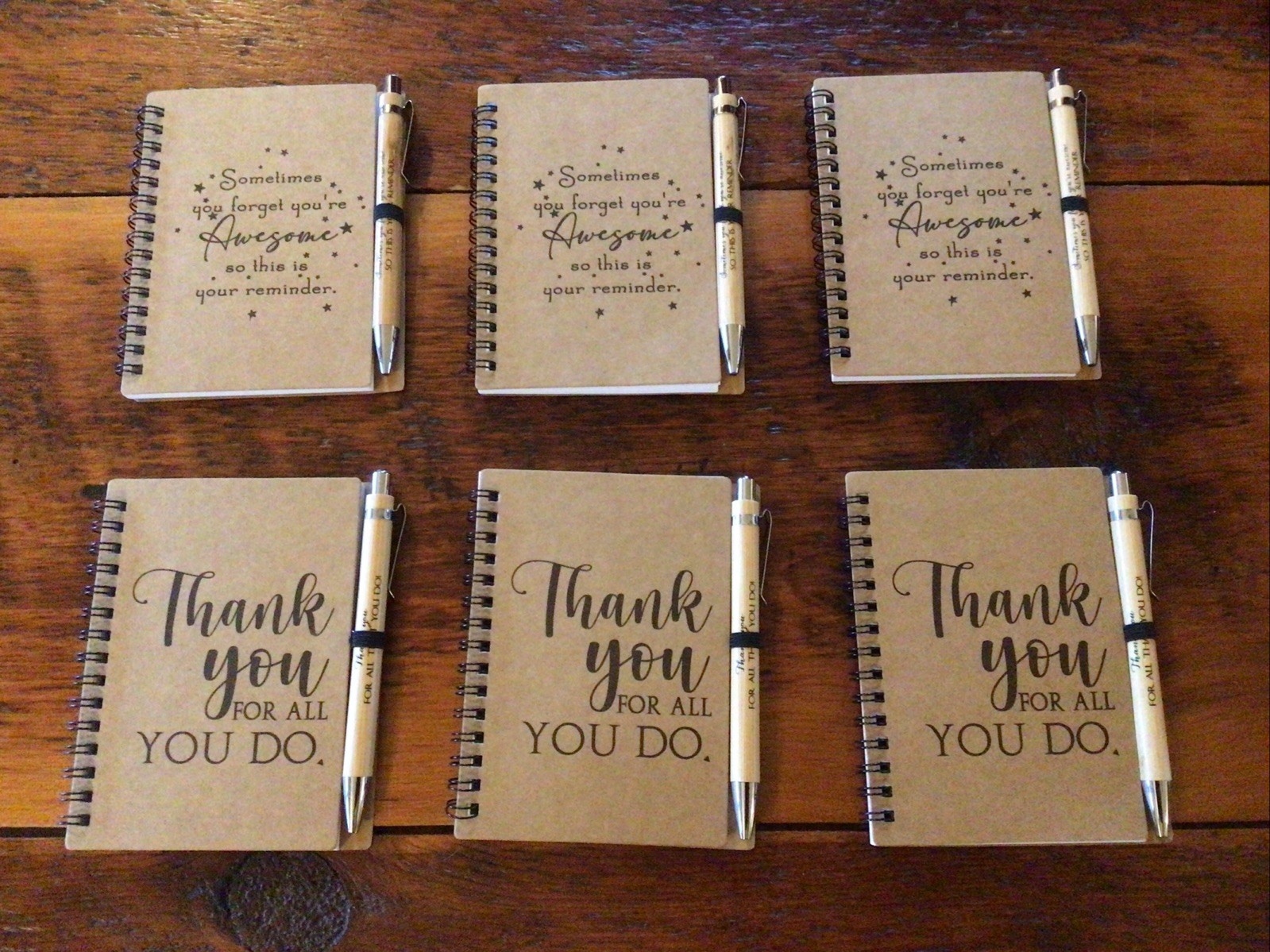 6 Set Employee Team Teach Appreciation Thank You Gift Inspirational Notebook Pen