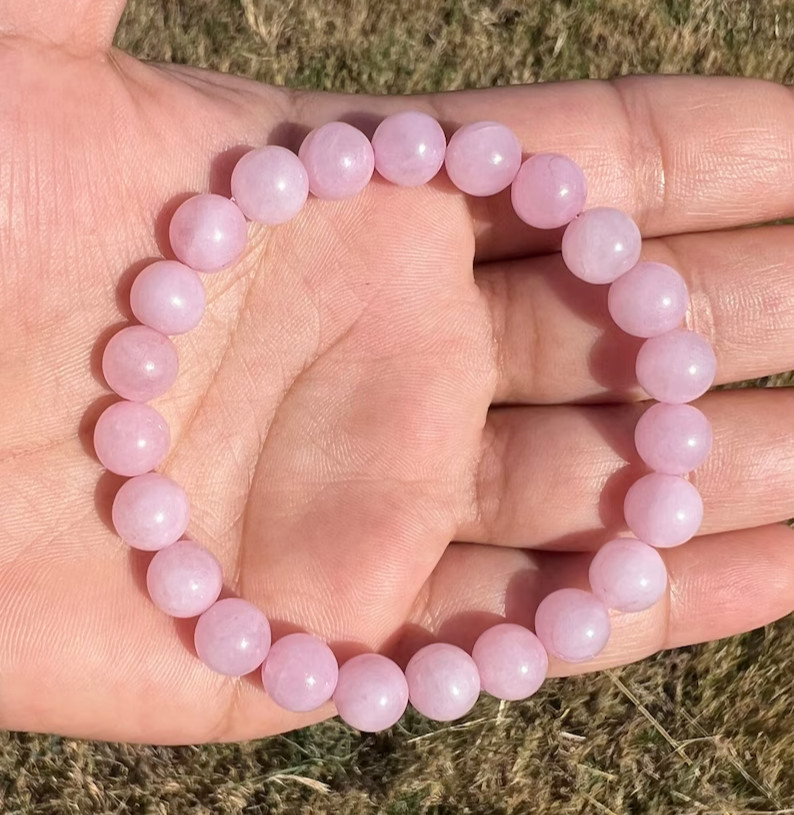 Natural Rose Quartz 8mm Beaded Crystal Emotional Healing Love Chakra Bracelet