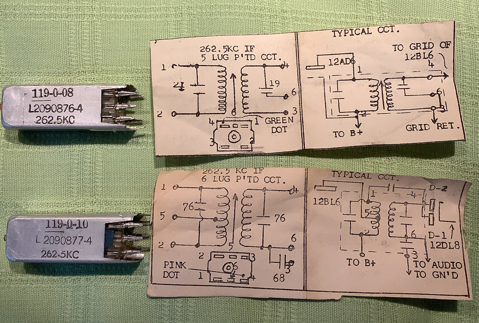 Set Input / Output IF Trans For Auto Radio 262.5kc