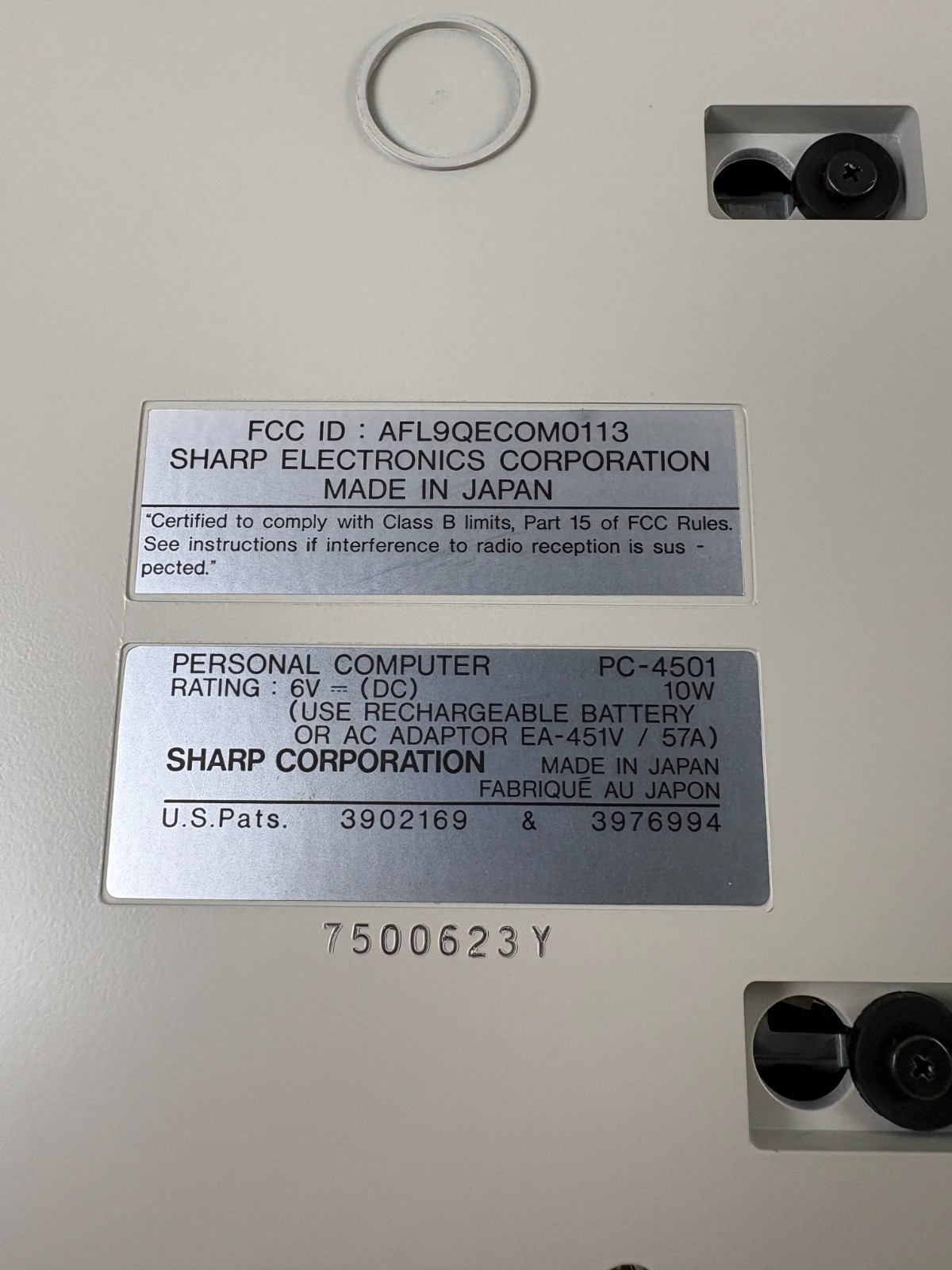 Sharp PC 4501 Personal Computer Manual Cord - Tested
