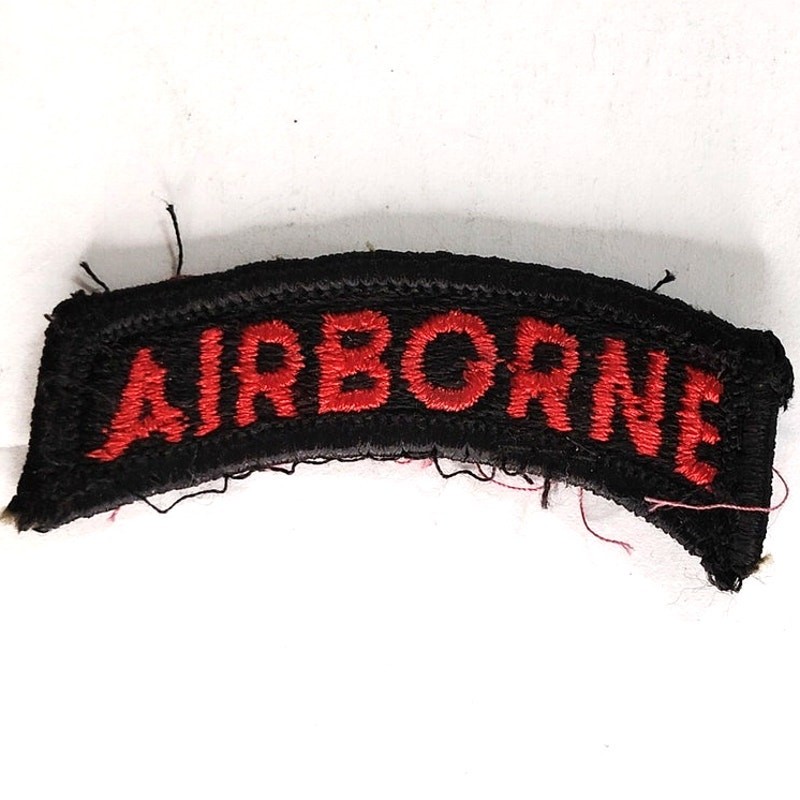 US Army Special Operations Airborne Tab Patch Red on Black 2‑1/2" × 1" Sew‑On