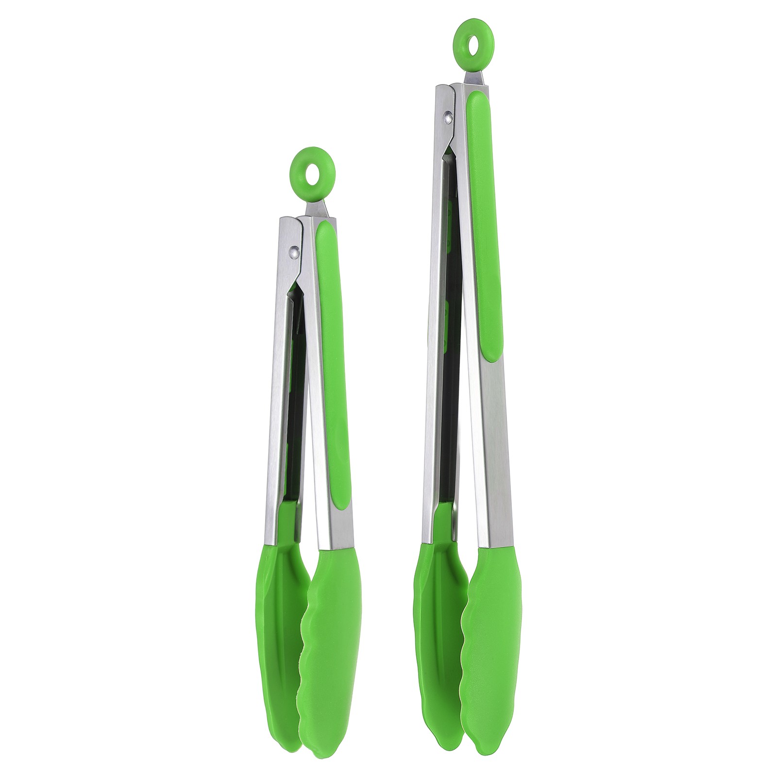 2Pcs Kitchen Tongs with Silicone Tips 11/13 Inch 430 Stainless Steel Tongs Green
