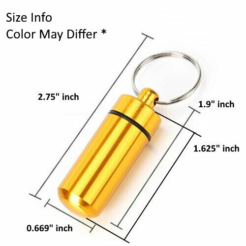 5pcs - Waterproof Aluminum Medication Pill Container Bottle Case Keychain Holder