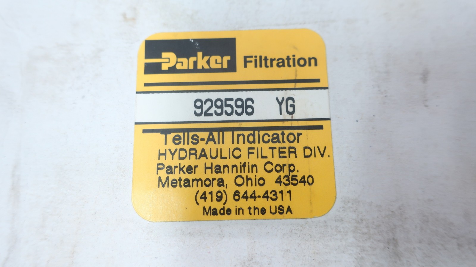 Parker 929596 YG Tells-all Pressure Indicator