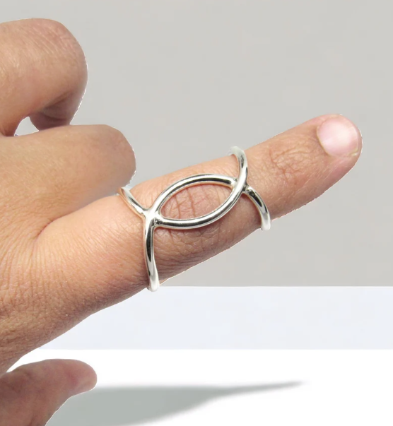 Handmade 925 Sterling Silver Fish Trigger Splint Finger Boho Ring All Size SR515