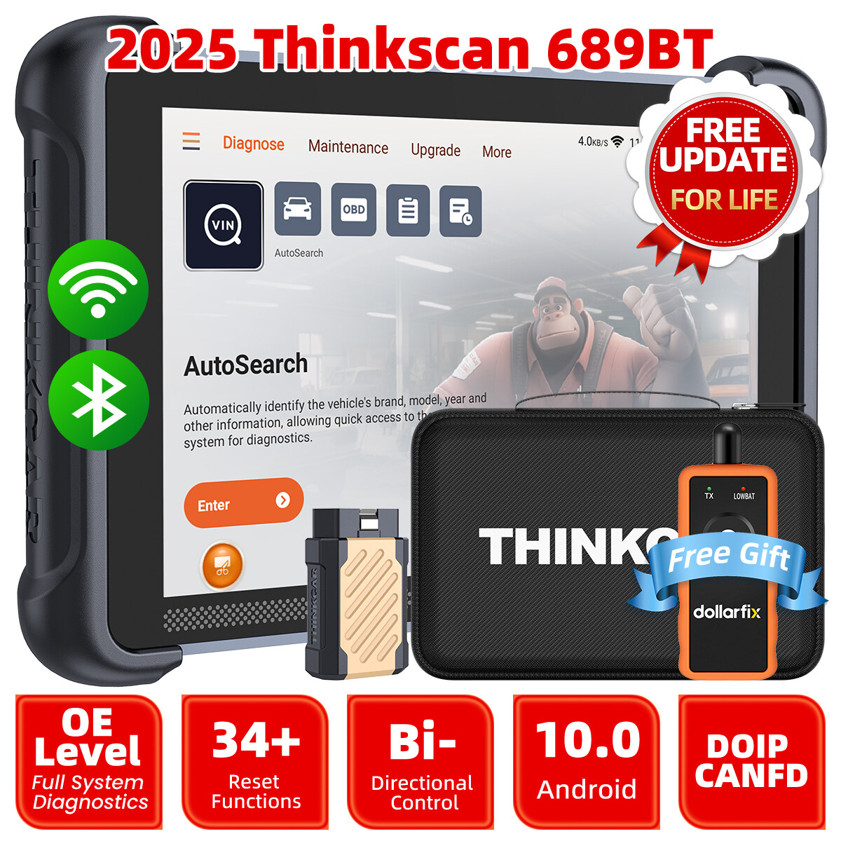 🔥ThinkScan 689BT OBD2 Scanner Full System Car Diagnostic Scan Tool K!ey Program