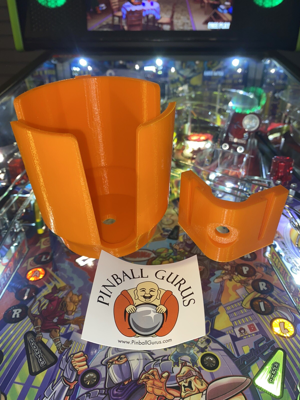 XL Pinball Cup, Drink, Pop, or Soda Holder L/R Front or Side Mount Bally ORANGE