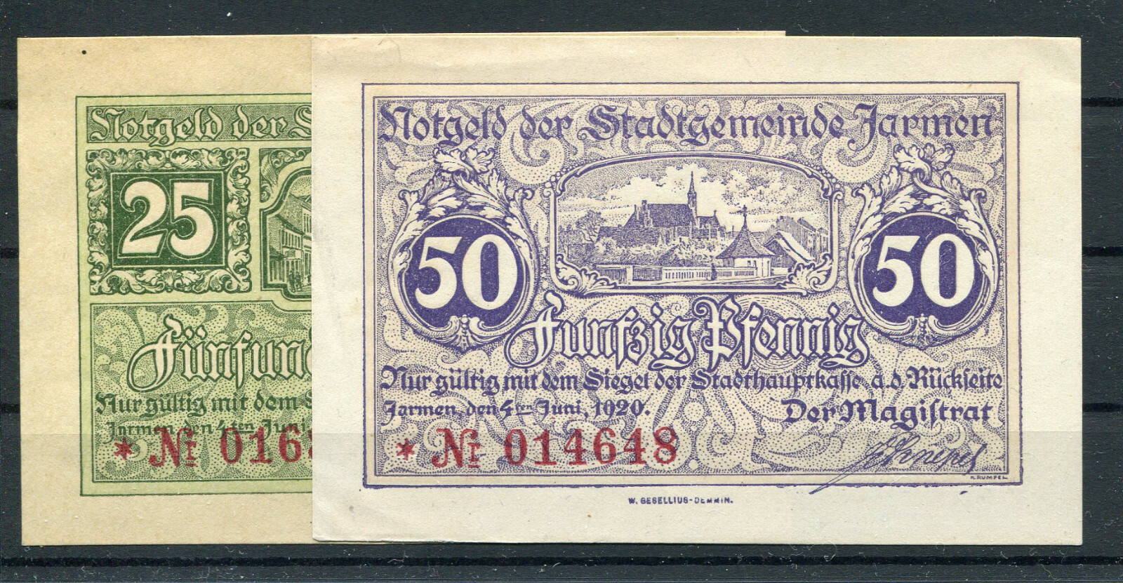 Jarmen 2 Cash Notgeld Banknotes 2/16596