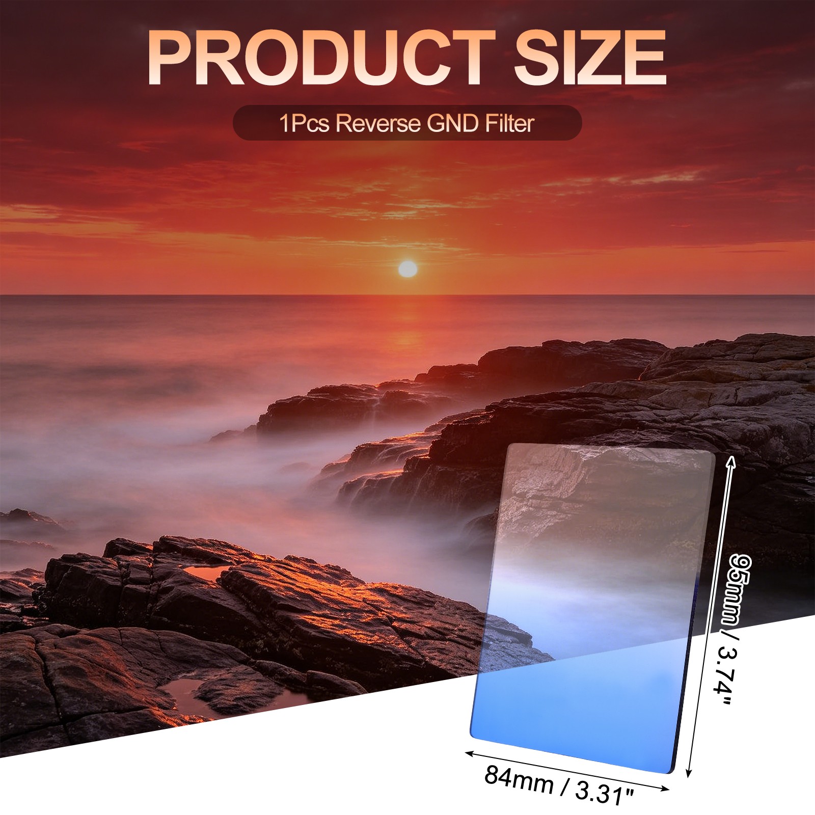 Reverse GND Filter Graduated Neutral Density Lens Filter, Blue