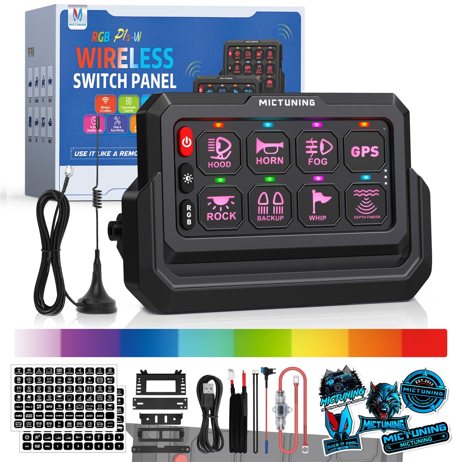 MICTUNING Wireless Switch Panel 12v LED Circuit Relay System Truck Marine Boat