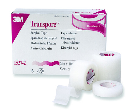 3M Transpore Water Resistant Plastic 2''x10Yds Medical Tape #1527-2 2/Pack