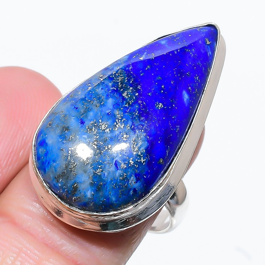 Natural Lapis Lazuli Gemstone Handmade 925 Sterling Silver Ring Size 8 Gift b517